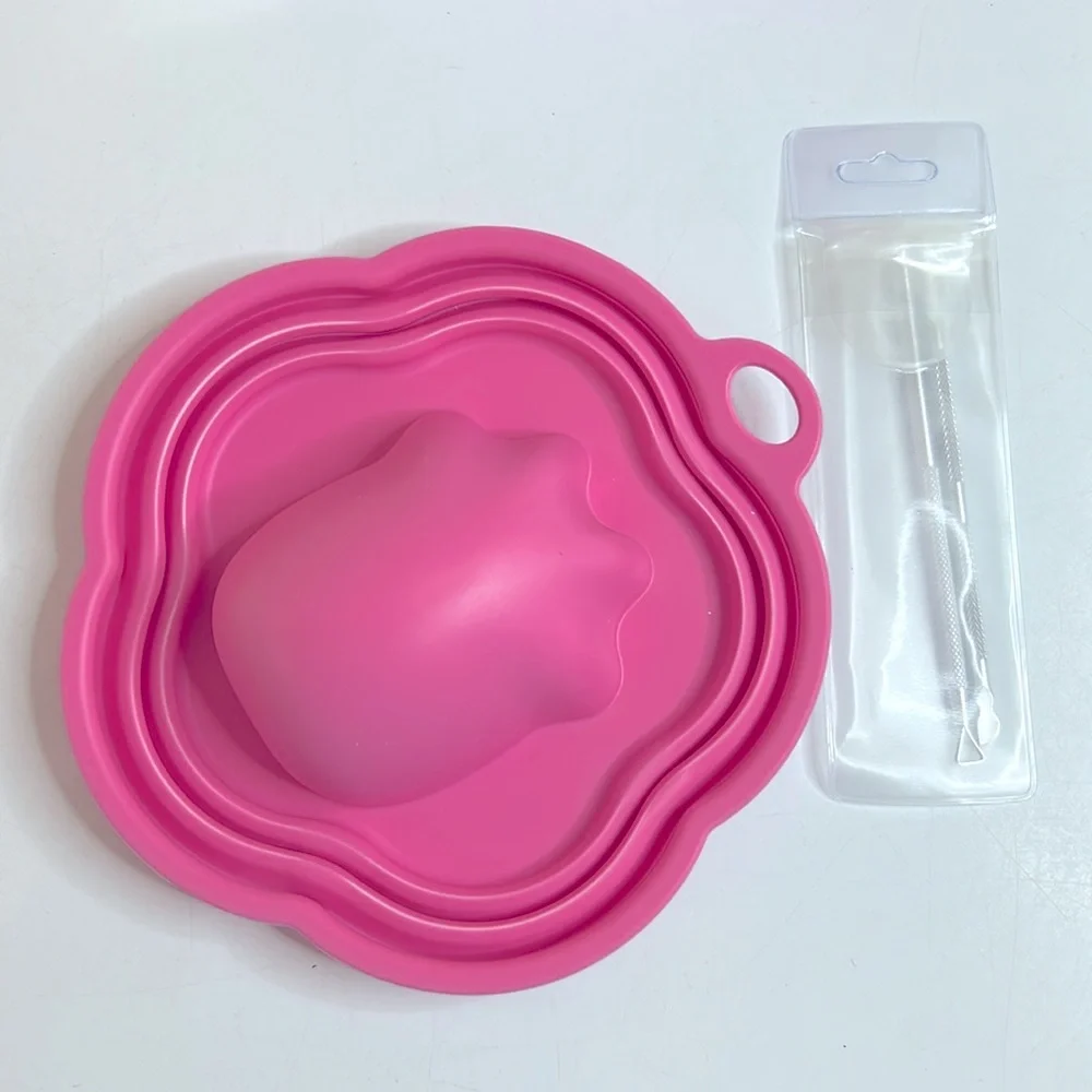 Pink Silicone Nail Soaking Bowl And Tools